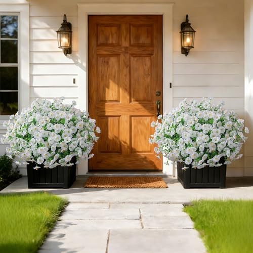 24 Bundles Artificial Flowers for Outdoors Summer Outside Decoration, White gallery