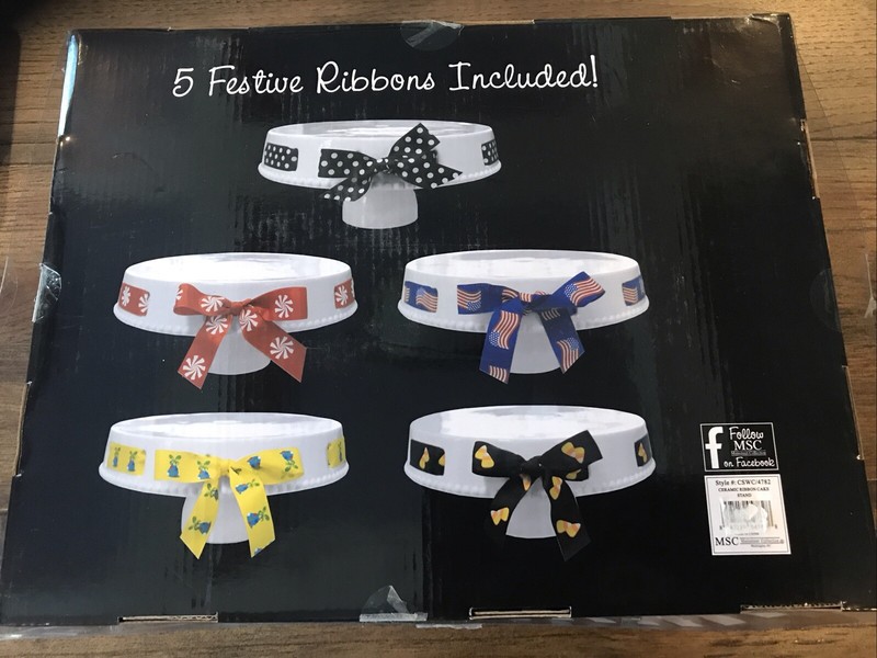 MSC Mainstreet Collection Interchangeable Ribbon Ceramic Pedestal Cake Stand B22