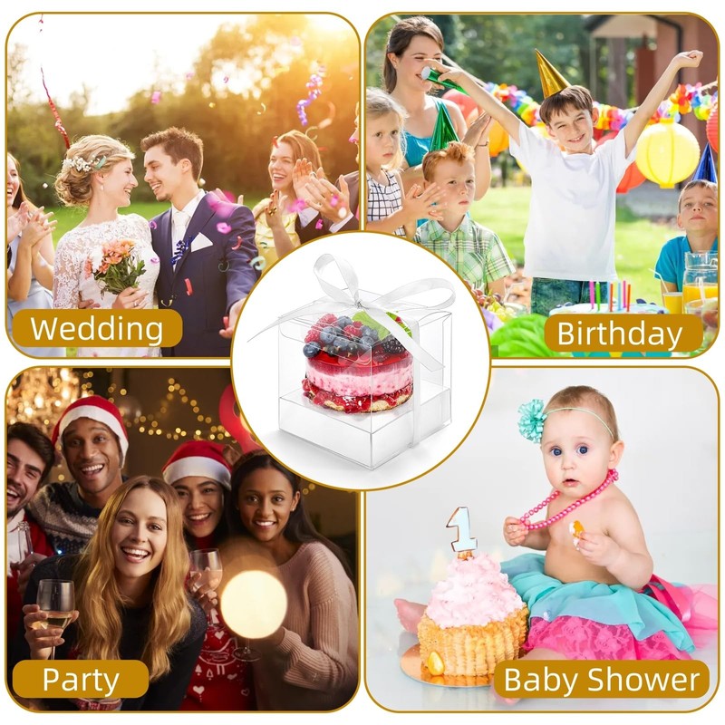 50 Pcs Clear Cupcake Individual, 3.5 Inch Plastic Single Cupcake Container, C... gallery