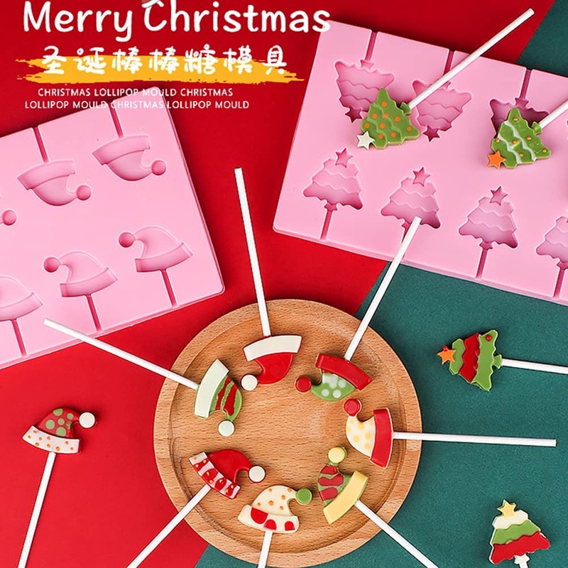 3Pack Lollipop Molds Hard Candy Silicone Chocolate Christmas 100 Sticks Gummy gallery