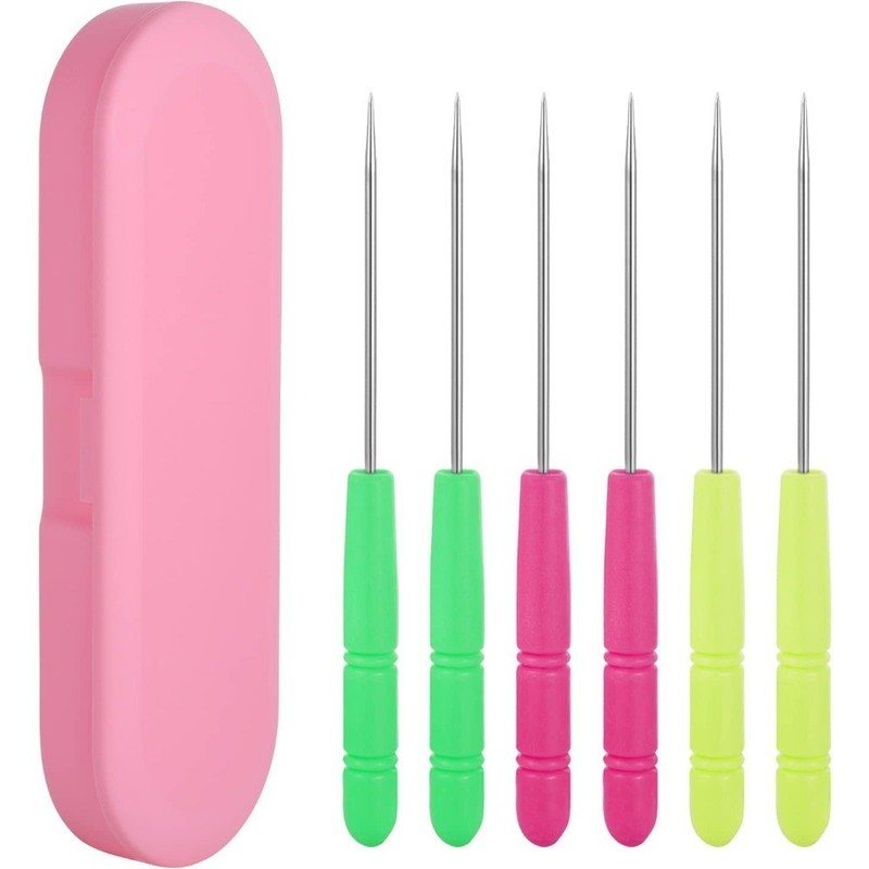 6 Piece Cookie Scribe Tool Set with Sugar Stir Needles and Storage Plastic Box
