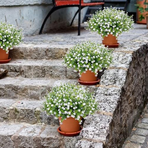 Outdoor Artificial Flowers UV Resistant, 20 Bundles Fake Realistic White gallery