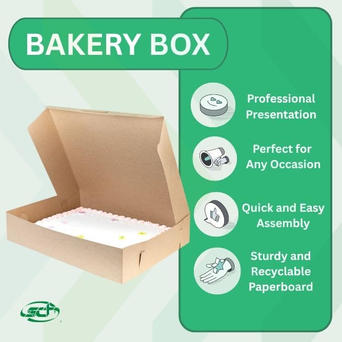 SCT Kraft One-Piece Non-Window Bakery Boxes, 19 x 14 x 4, Brown, Paper, 50/Ca... gallery