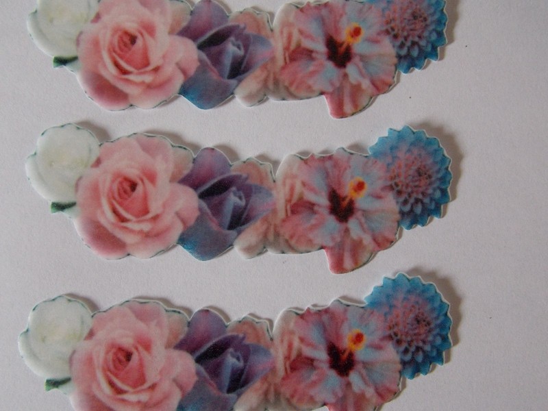 8 Precut Edible Wafer Paper Flower Garland cake and cupcake toppers (4)