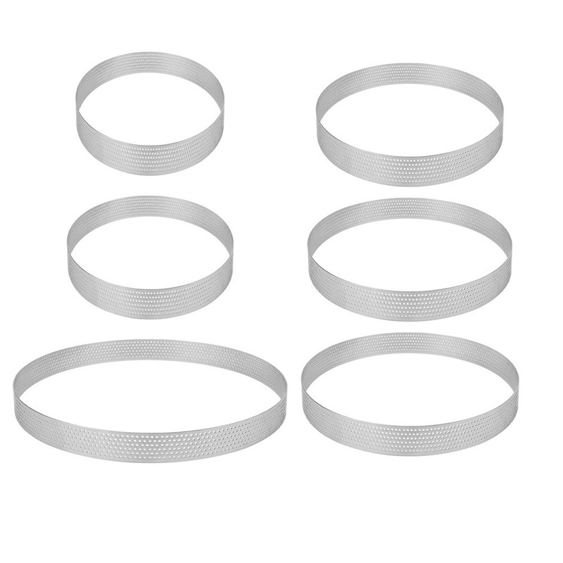 12 Pcs Stainless Steel Perforated Tart Rings Round Mousse Cake Moulds Baking