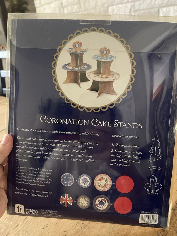 Cardboard Coronation Cake Stands British New In Package NIP Tea party Decor gallery