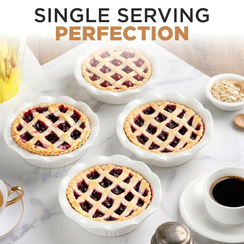 Aunt Shannon's Kitchen White Ceramic Mini Pie Pans - Set of 4 - 4-Pack, gallery