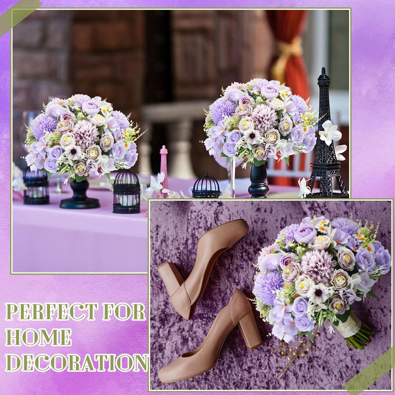 Tigeen 6 Bundles Artificial Bouquet Flowers Artificial Peonies Faux Roses Silk gallery