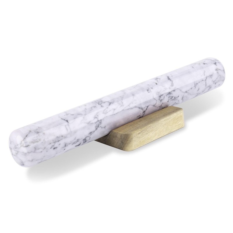 French Rolling Pin, 12 Inch White Marble Rolling Pins for Baking with Wooden …