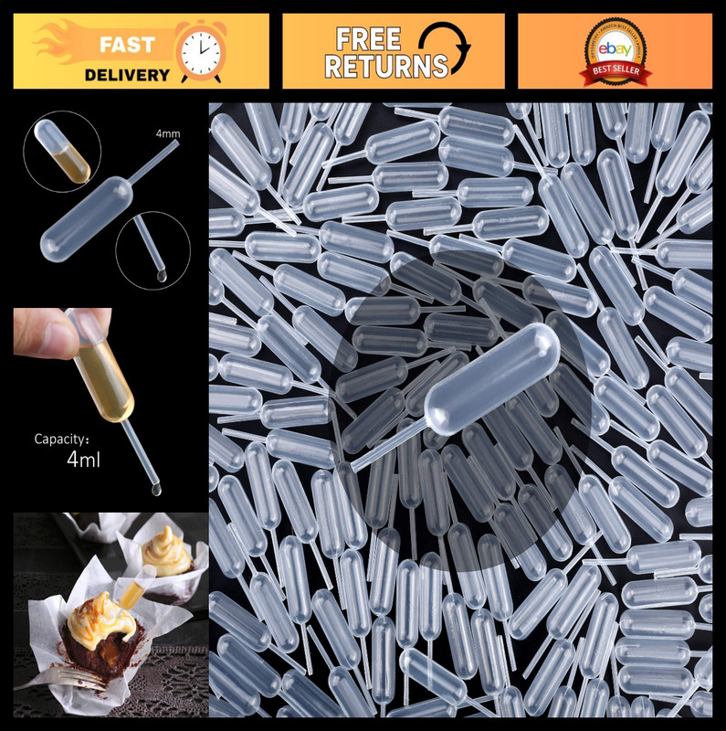 450pcs 4ml Plastic Pipettes – Disposable Dropper for Chocolate, Cupcakes, Strawb