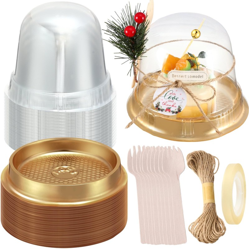 50 Sets Christmas Charcuterie Cups with Lids Clear Plastic Cupcake Container …