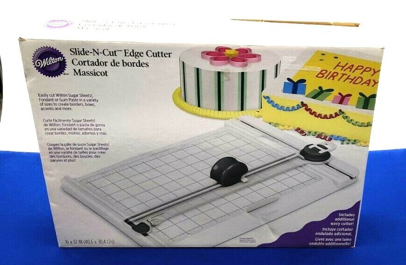 NIB Wilton Slide-N-Cut Edge Cutter – Straight & Wavy Blades For Sugar Sheets etc