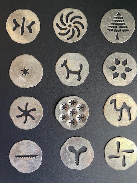 Vintage Mirro Cookie Pastry Press Metal Plates Discs- Set of 12- 1950’s