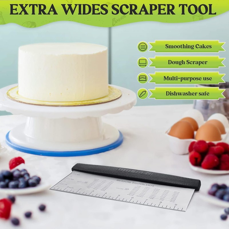 HULISEN Large Bench Scraper for Baking, 10 inch Dough 10 x 5 inch, Silver gallery