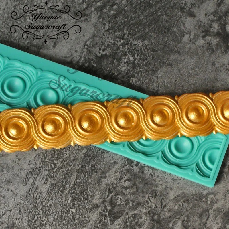 Baroque Style Silicone Mold Scroll Filigree Lace Fondant Vintage Flower Border gallery