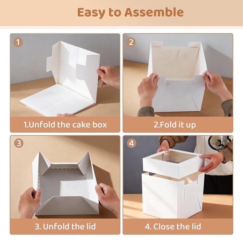 1 Pack 12x12x12 Inches Cake Boxes with Window,Cake Boxes with 12 in Cake Boar... gallery