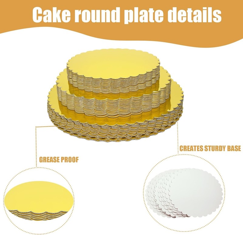 30 PCS 8 10 12-Inch Gold Round Cardboard Cake Boards For Decorating Base (Gold) gallery