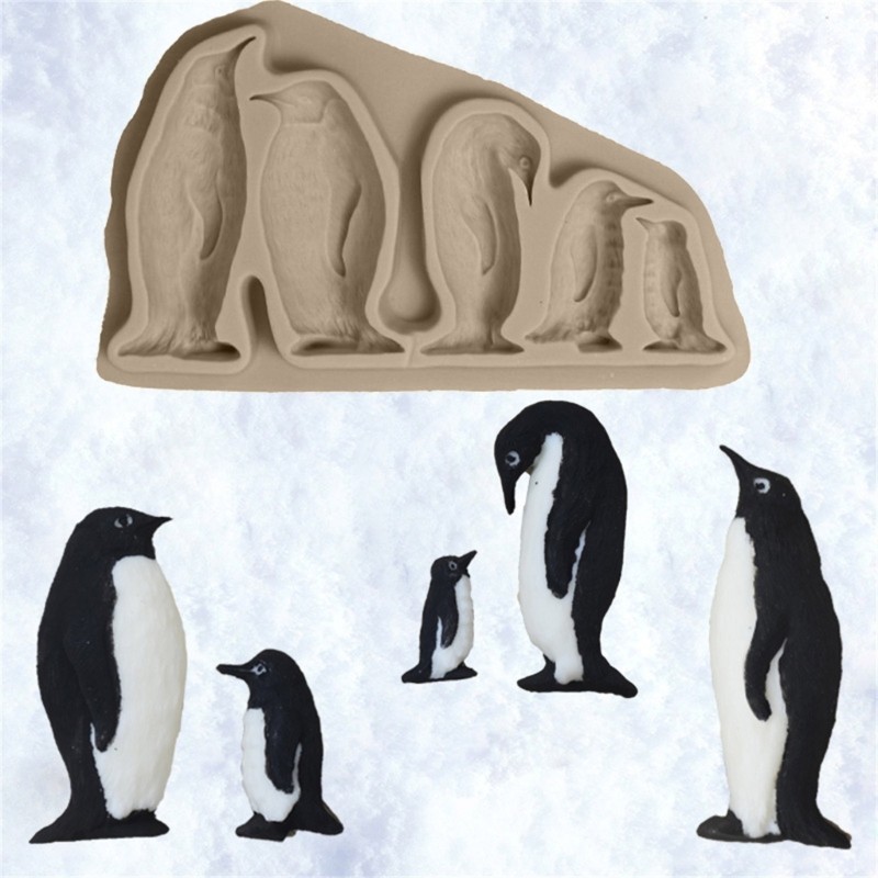 Penguins Family Baking Manual Biscuits Mold Grade Silicone Fondant Mould gallery