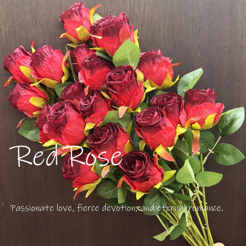 HZYZZYQ Artificial Roses 50 Pcs - Lifelike Single Stem Fake Roses with Natural P gallery