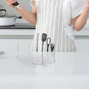 Steamer Rack with Handle 11.02X7.87X5.11 Inch Metal Cooking Steaming Rack for gallery