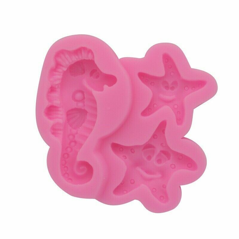 Silicone Smiley Seahorse Star Fish Chocolate Fondant Candy DIY Clay Resin Mould