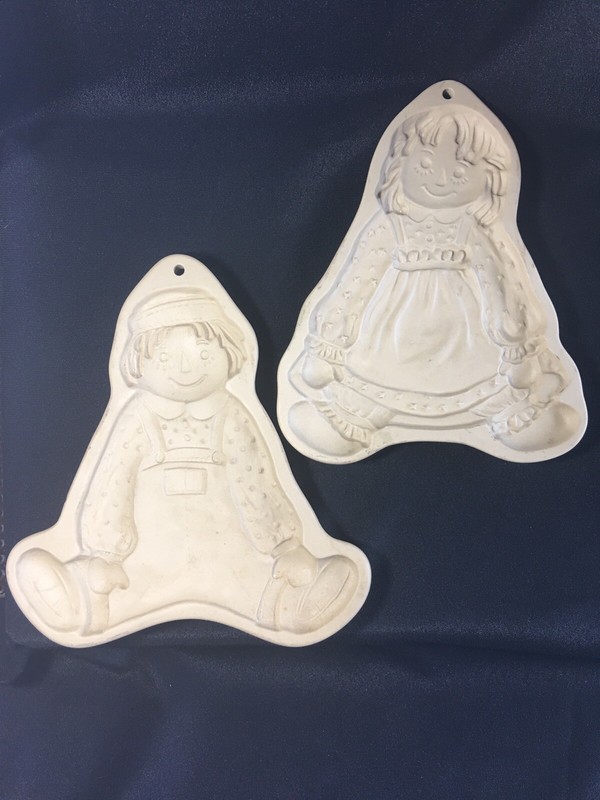 Brown Bag RAGGEDY ANN & ANDY Cookie Molds HILL DESIGN 1985 & 1986