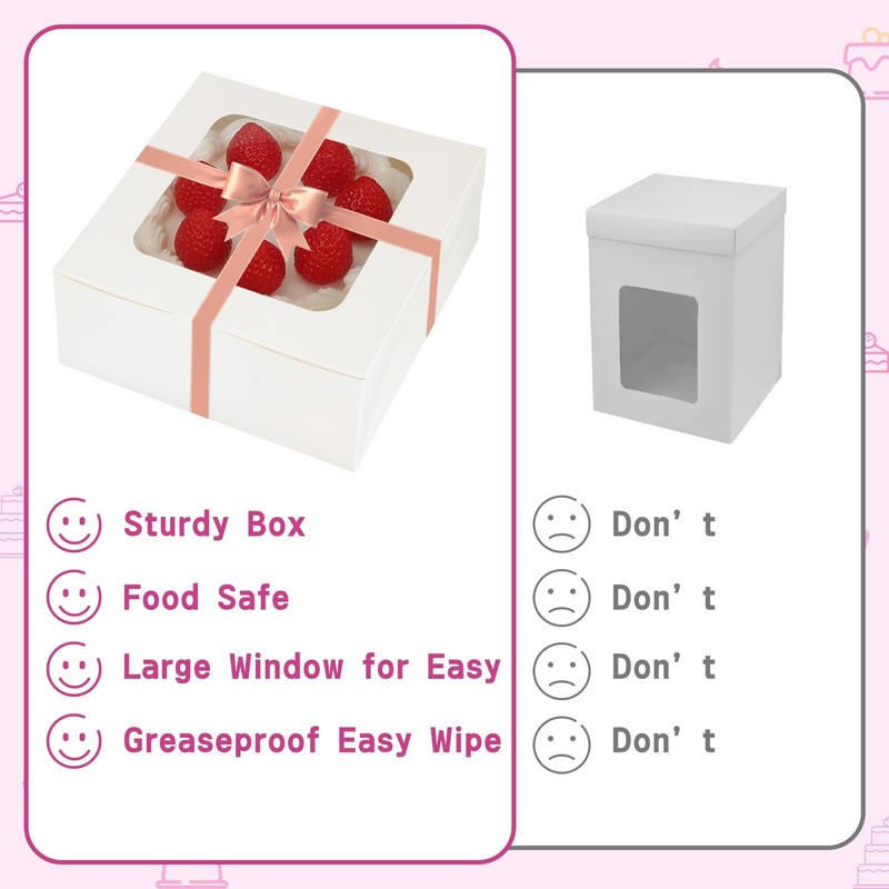 Cajas para pasteles de 25x25x12,5 cm con ventana, envases para llevar. gallery