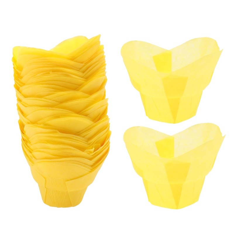 100 PCS Lotus Cupcake Wrappers OilProof Paper Muffin Liners 2.95x2.95x1.96"