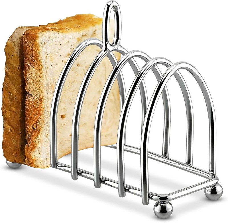 Toast Rack English Style, 6 Slice Bread Holder, Stainless Steel Toast Holder
