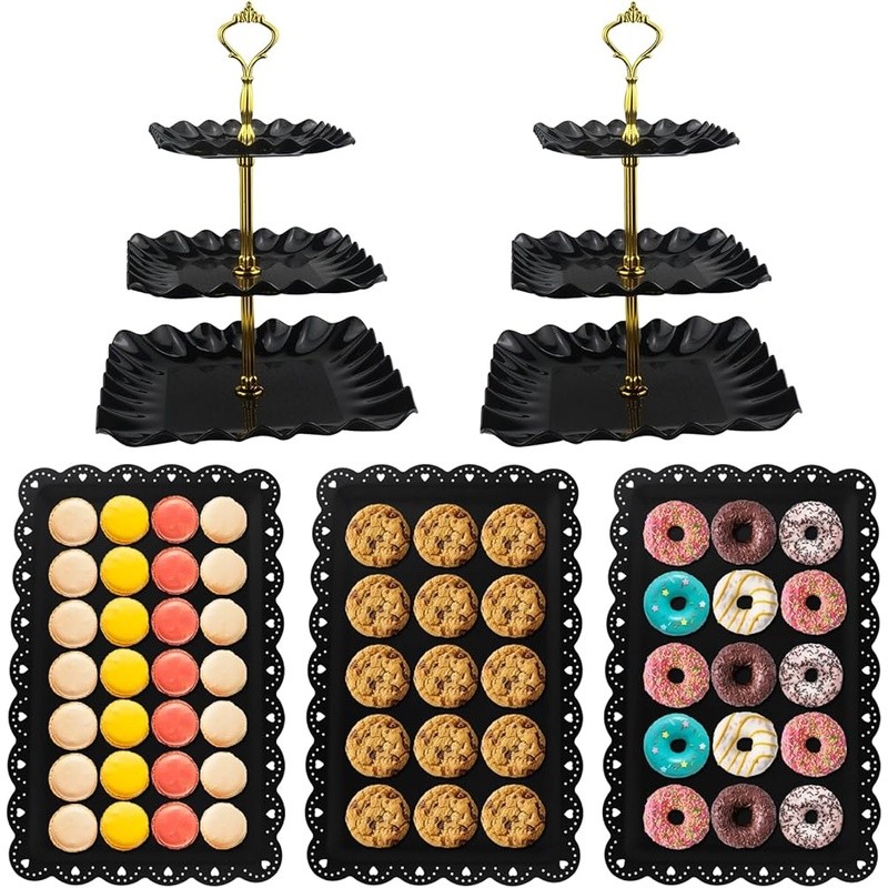 3 Pack Cake Stand Serving Trays Parties Dessert Display Indoor Outdoor Use gallery