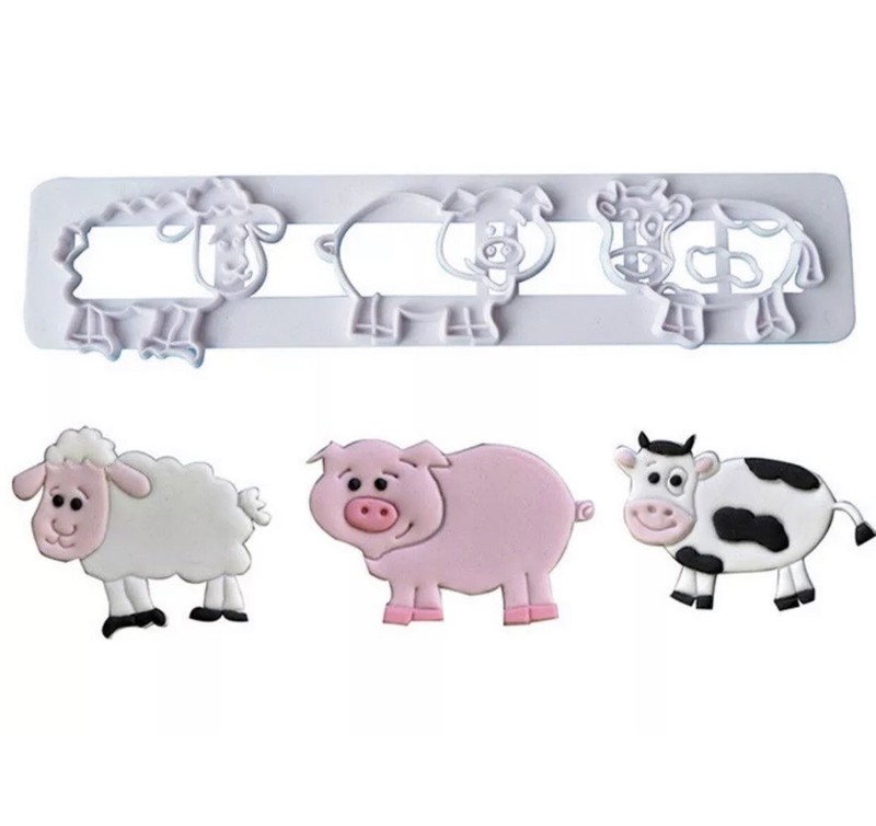 SHEEP PIG & COW Fondant Cookie Cutter Cupcakes Toppers Sugarcraft mould