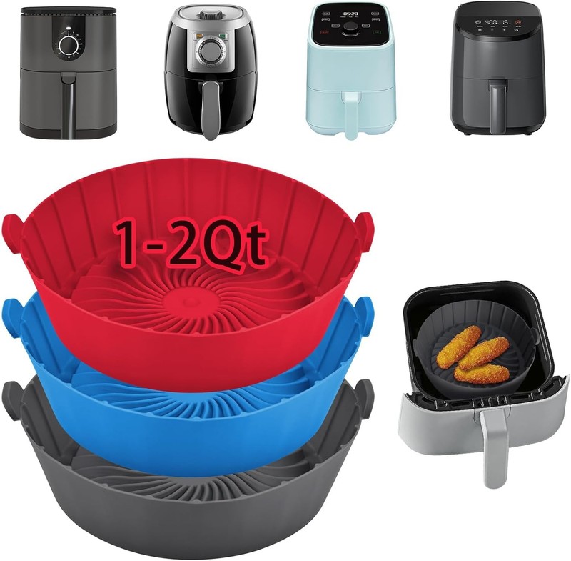 Silicone Air Fryer Liners Reble for 1-2qt Air Fryers, 3 Pa