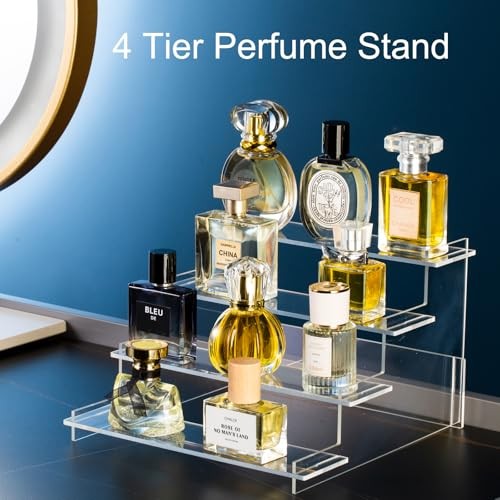HENABLE 4 Tier Acrylic Display Risers, Perfume Organizer Stand, Transparency gallery