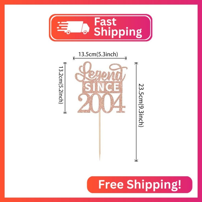1 Pack Legend Since 2004 Cake Topper Glitter 21st Birthday Cake Pick Cheers to 2 gallery