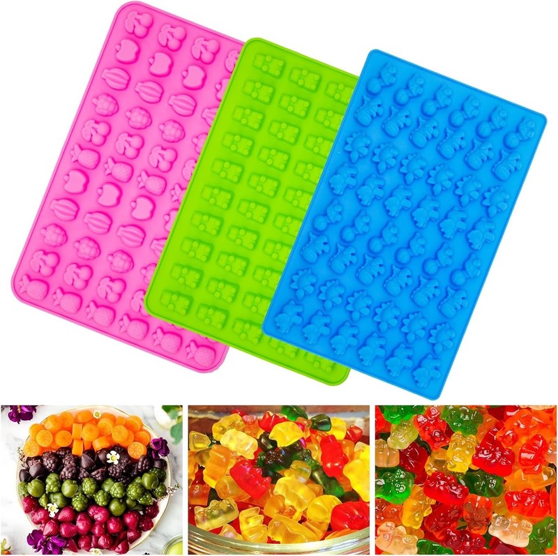 3Pcs Gummy Candy Molds - Silicone Mini Gummy Bear/Dinosaur/Fruit Snack Molds ... gallery