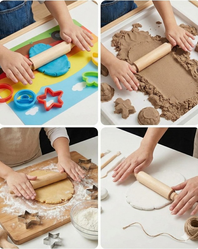 8-Inch Premium Kids Mini Rolling Pins (6-Pack) Splinter-Free, Non-Stick Hardw... gallery