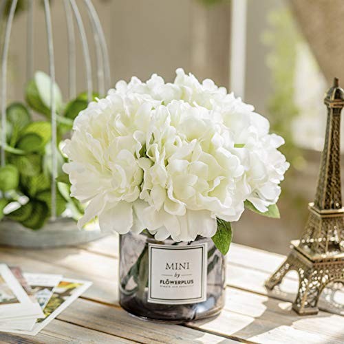 Artificial Peony and Glass vase Decoration, Ins Style Artificial Flower White