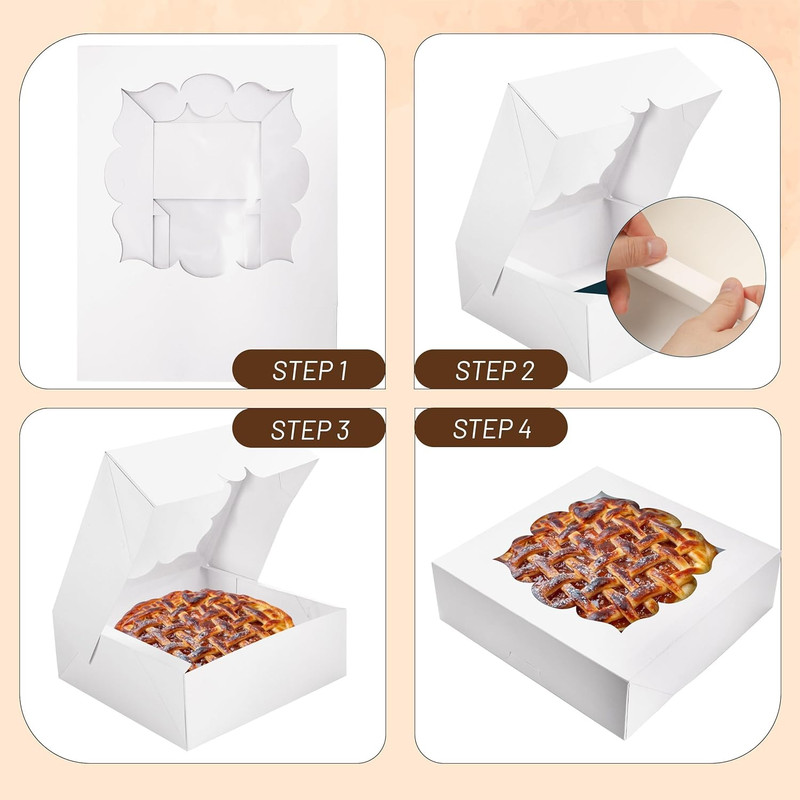 20 Pack Pie Boxes 10x10x3inch Bakery Boxes with Window Dessert Pastry Box for Pi gallery