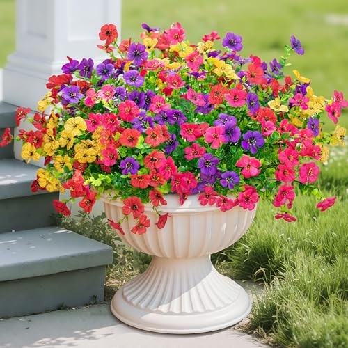 Bundles Artificial Fake Flowers Plants for 16 Mix Red Purple Yellow Fuchsia gallery