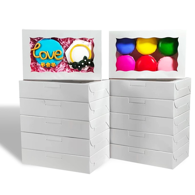 15 Pack White 7 x 4 3/8 x 1 1/2inches Cookies Boxes with Window Bakery Boxes …