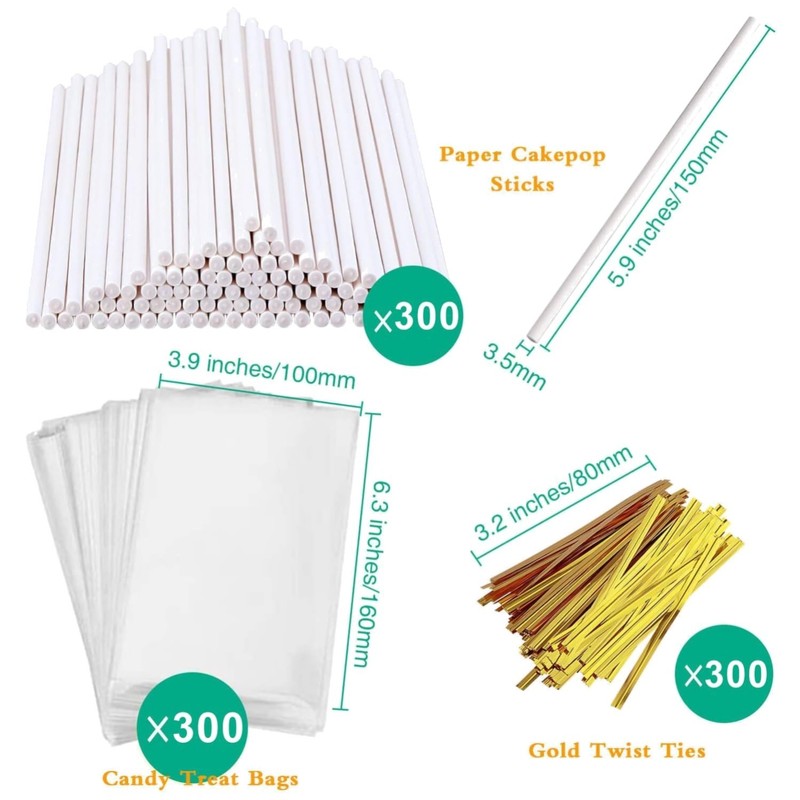 Lollipop Stick Kit – 900 Pcs Including Bags & Ties