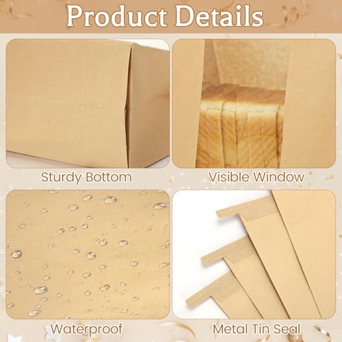 130 Pcs Paper Bread Bags with Window, 16x10.2x5in Sourdough Bread Bags X-Large gallery