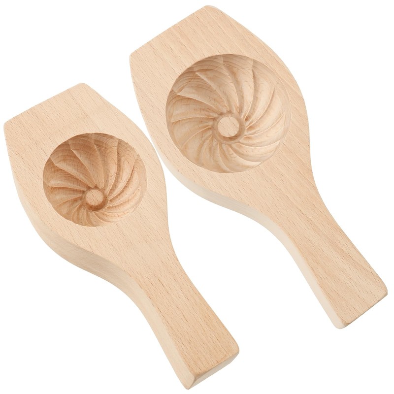 2 PCS DIY Steamed Bun Mold Wooden Baozi Dumpling Moon Cake Flower Cookie