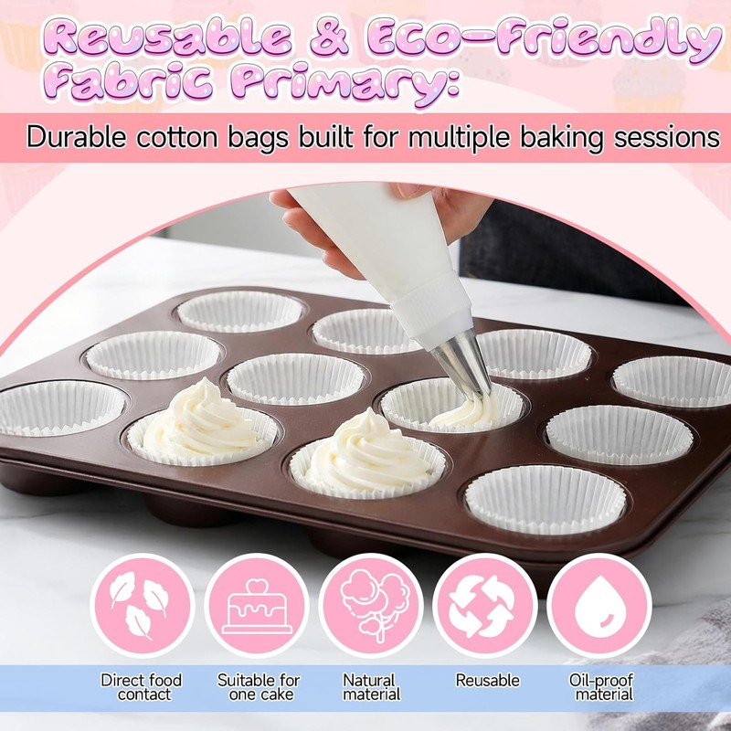 9 Piece Piping Bags & Tips Set 16inch Reusable Pastry Bags Cake Decorating gallery