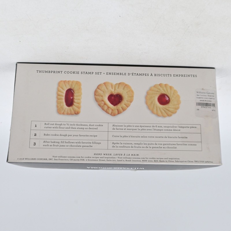 Williams Sonoma Thumbprint Cookie Stamps Set of 3 Rectangle Heart Round gallery