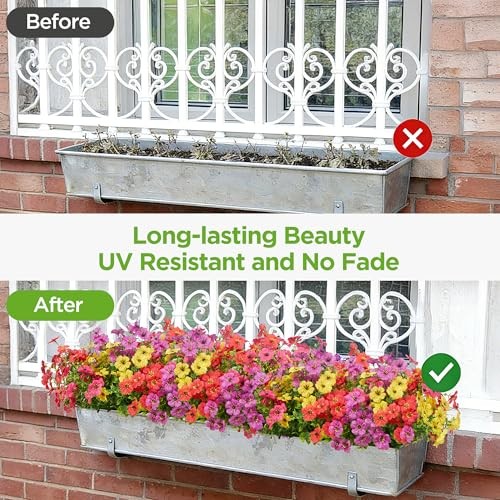 for Outdoors Bundles UV Resistant Fake 24 Artificial Flowers Mixed 4 Colors gallery