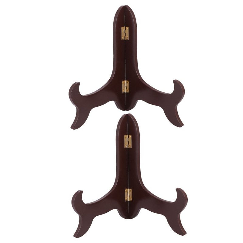 2Pcs Wooden Artworks Easel Stand Brown Decorative Photo Display Rack for Home gallery