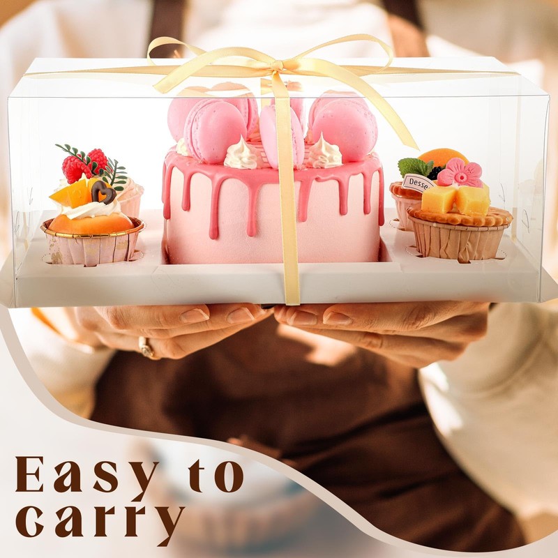 2 Pack 1+4 Bento Cake Boxes Bento Cakes and Cupcakes Combo Clear Box Fit 4 Cu... gallery