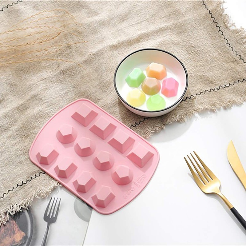 6 Pack Silicone Gem Shapes Candy Molds, 12 Cavity Diamond Cube Tray for Makin... gallery