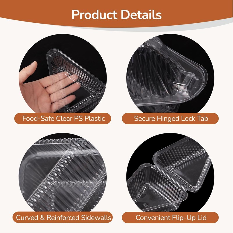 200 PCS Cake Slice Containers 4 inch - Clear Plastic Individual Pie Slice Con... gallery